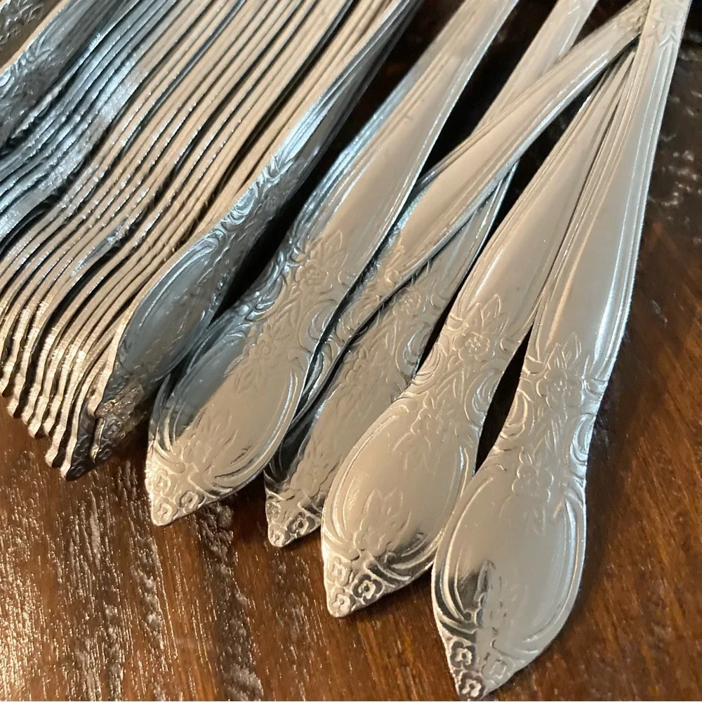 Stainless Steel Dinner Forks - Set of 60 Floral Design